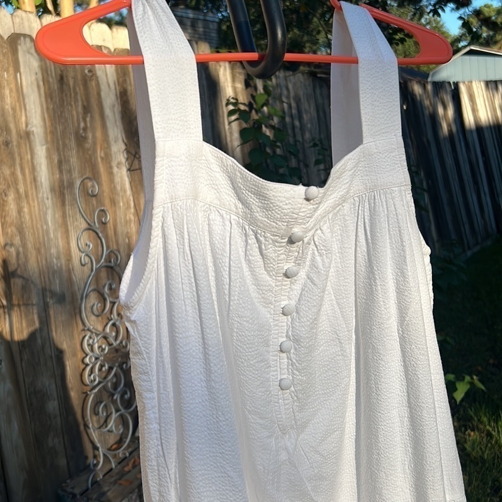 ▶️ Faherty ◀️ Marina Seeksucker Tiered Maxi Dress Organic Cotton Size Medium - Picture 7 of 15